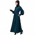 Elegant abaya with long cuff sleeves- Rama Green